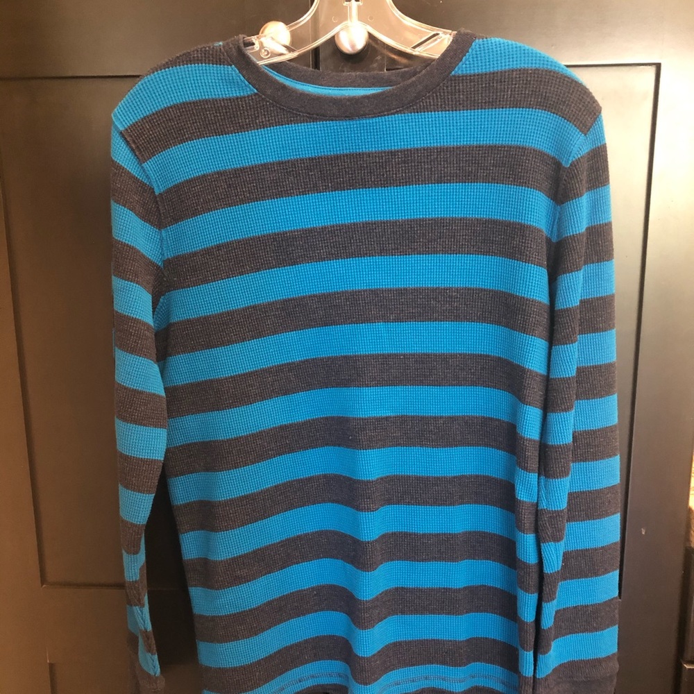 Blue and dark gray long sleeve